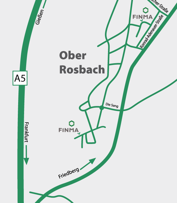 schematic overview of Rosbach with the two Finma locations